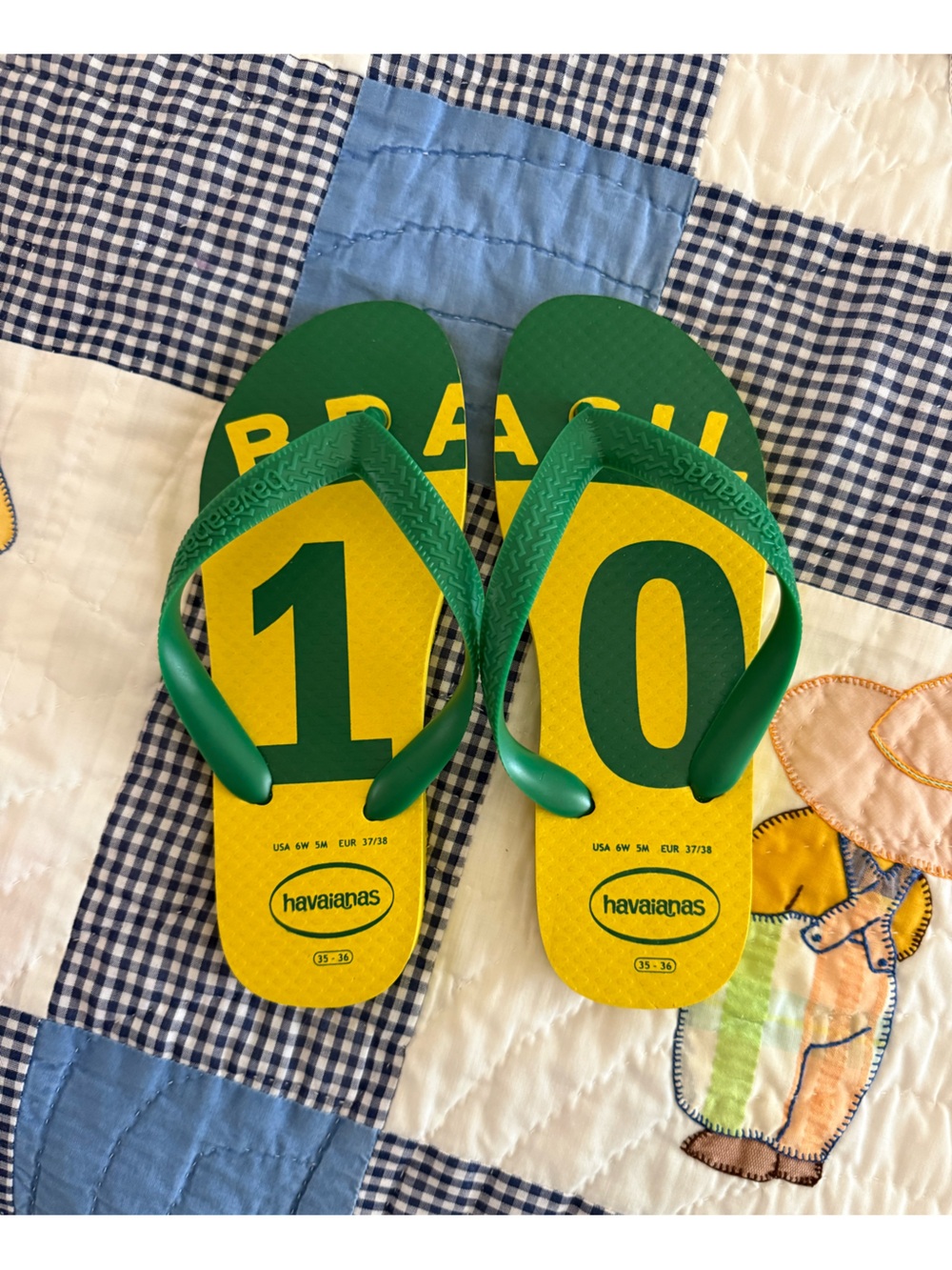 Havaianas Brazil Green Straps with Yellow Footbed Flip Flops